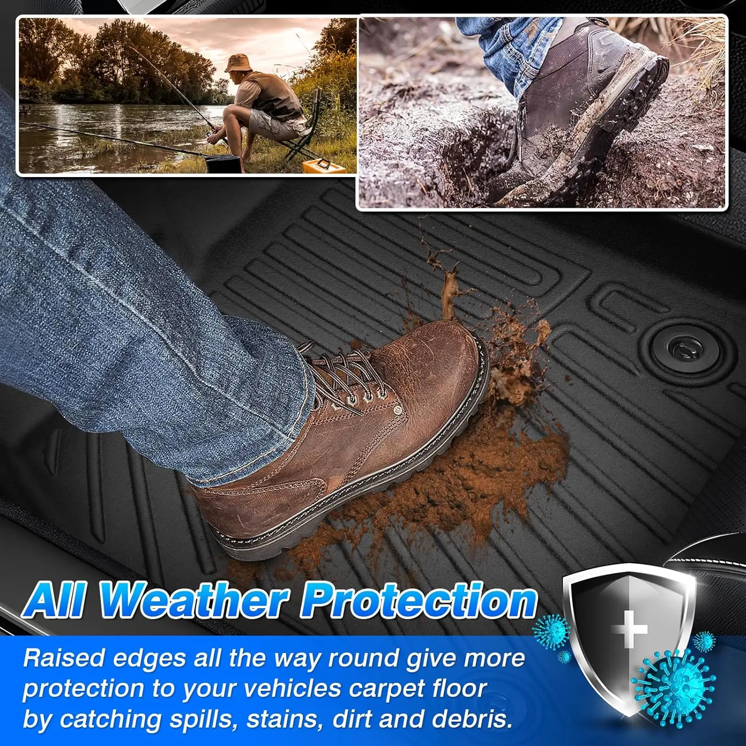 Autofußmatten Für Mercedes GLE 2020-2023 - Wasserdichte Komplettsets In Schwarz