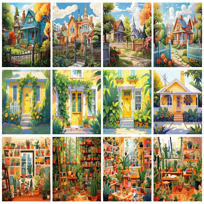 

GATYZTORY Picture By Number House Scenery Kits Painting By Number Drawing On Canvas HandPainted Art Gift Home Decor