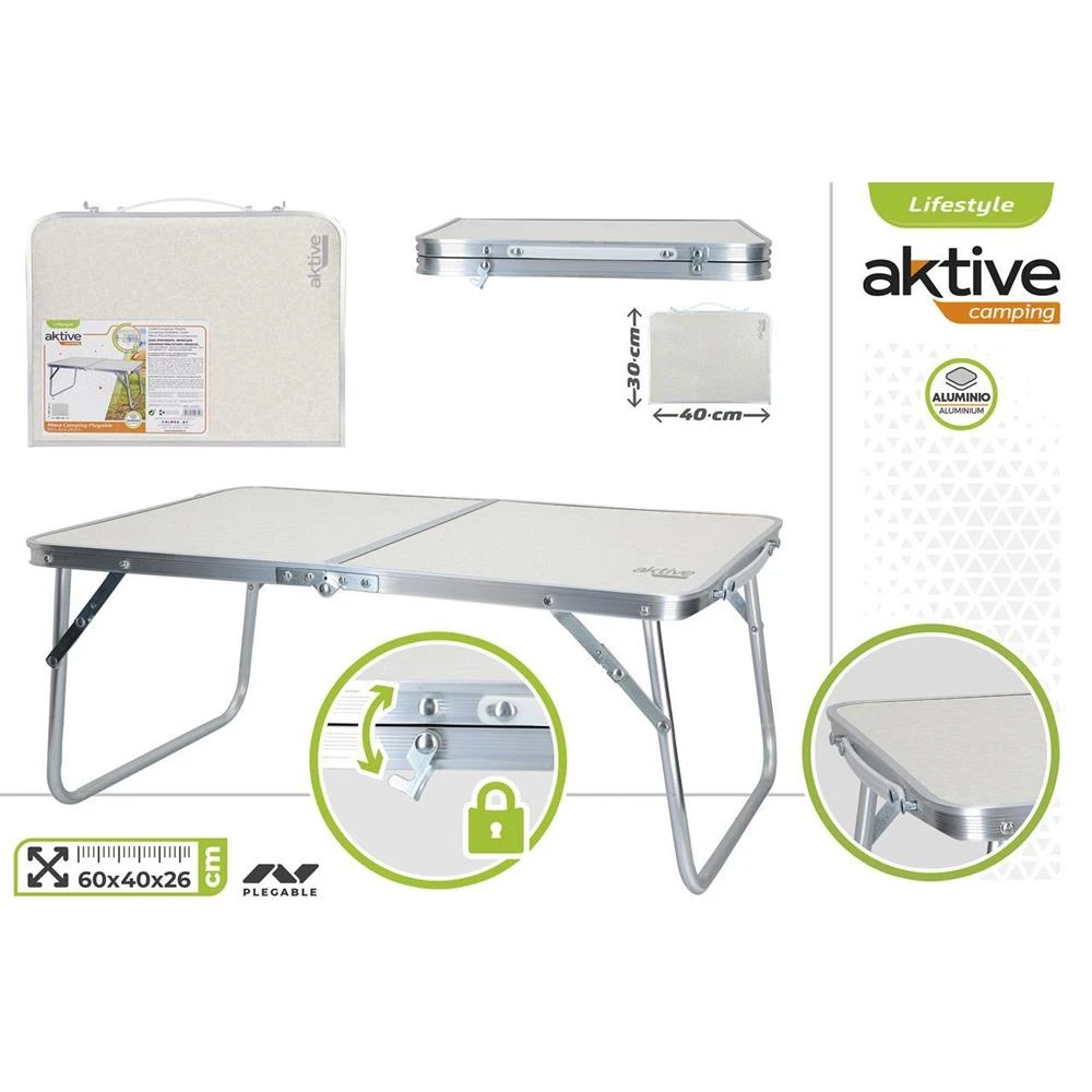 Mesa plegable, Mesa baja playa, 60x40x26 cm, color crema, estructura de metal, tablero de madera, mesa plegable camping| | - AliExpress