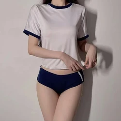 Women's Cute College Girl Cosplay Costume Set - Mini Skirt & Blouse for Role Play & Stage Show (No socks)
