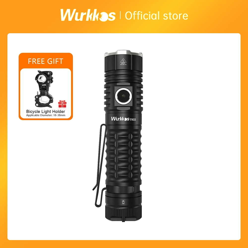 Wurkkos TS22 USB C Rechargeable 21700 LED Flashlight XHP70.2 Powerful 4500LM IP68 with Magnet Tail & Reverse Charging for Hiking