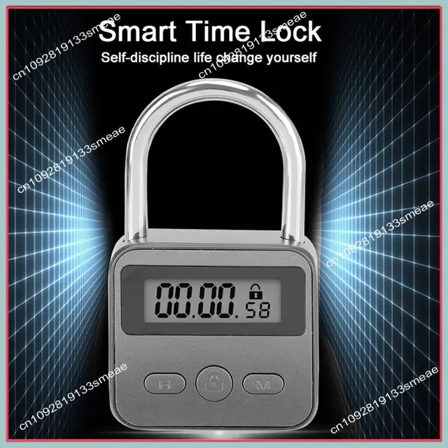 N94R LCD Display Electronic Timer Switch USB Rechargeable Timer Padlock Travel Electronic Timer-Black 6