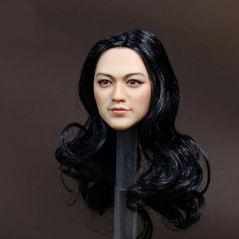 

1/6 Scale KIMI TOYS KT006 Female European American Brown Long Hair Girl Head Sculpt Fit 12'' TBLeague Phicen Body Action Figure