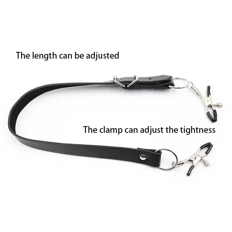 Leather Strap Harness Nipple Clamps Bdsm Slave Fetish Bondage Restraints Labia Clips BDSM Erotic Accessories Sex Toys for Women