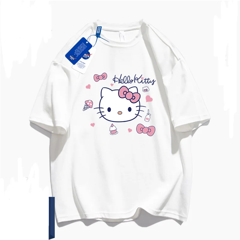 

HelloKitty short-sleeved T-shirt for men and women couples cotton Japanese trend top for men and women the same top T-shirt y2k