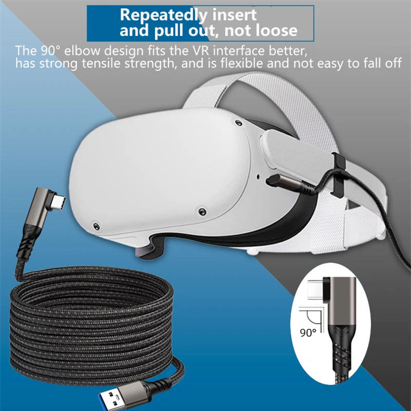 USB 3.2 Gen 2 엘보우 10Gbps 케이블 USB A-USB C 60W Oculus Quest 1/2 링크 헤드셋 데이터 전송 VR 액세서리용 고속 충전