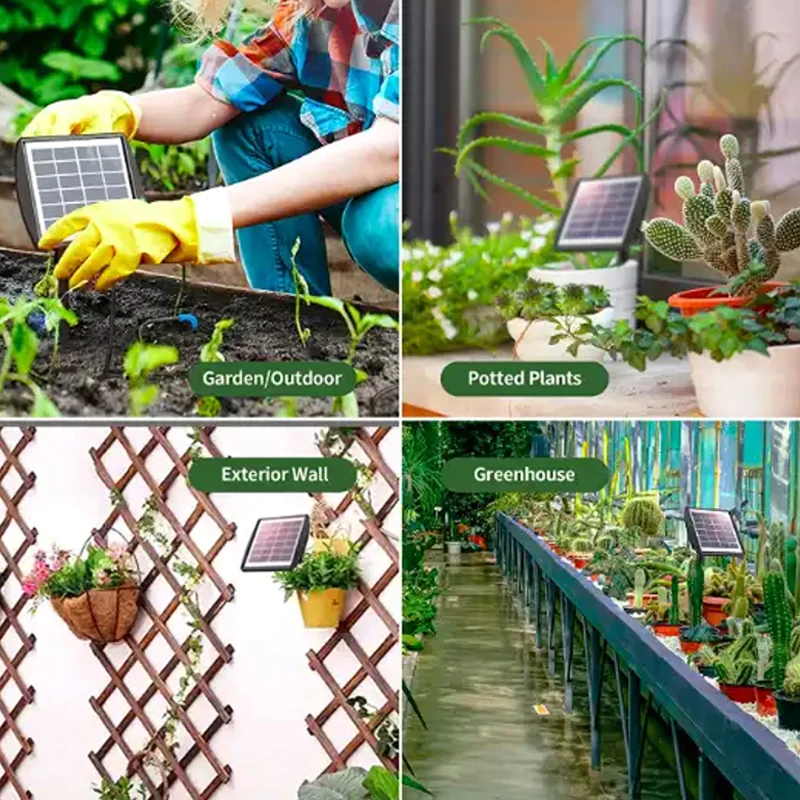 Solar Intelligent Irrigation Kit 6V 2W Potted Plants Watering System with Built-in 1800mAh Battery DIY Timed Auto Drip Irrigatio - 2