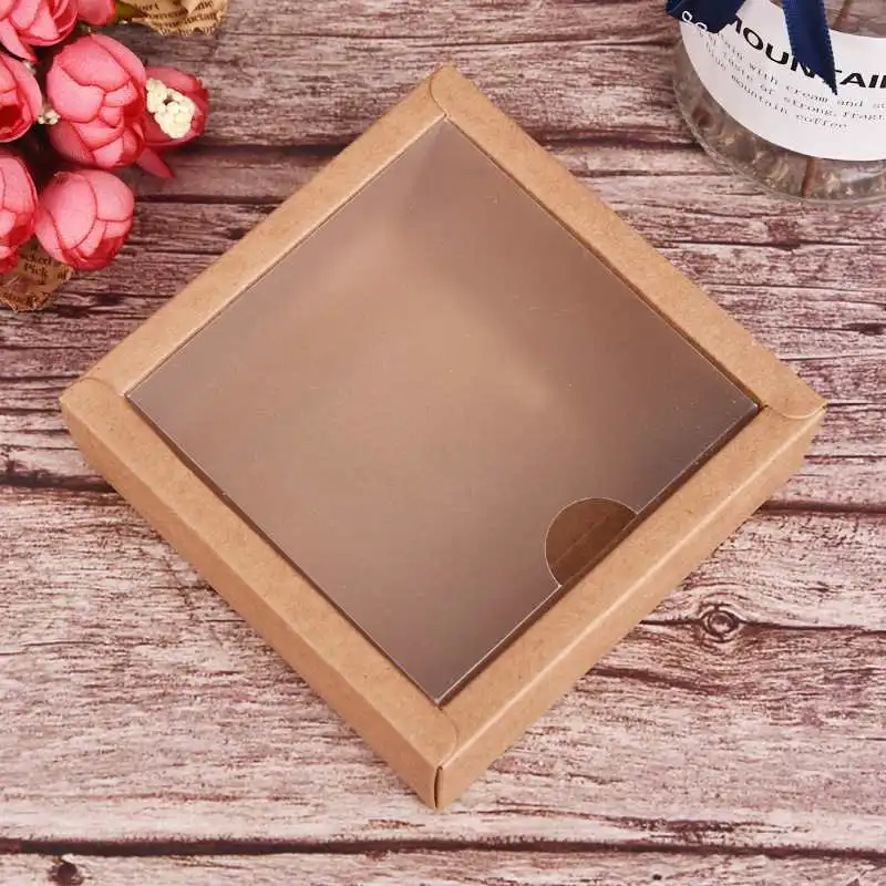 10Pcs Transparent Kraft Paper Gift Boxes with Clear Window, Multi-Size DIY Packaging fo... - SKU TPGB1014 - UGI Packaging