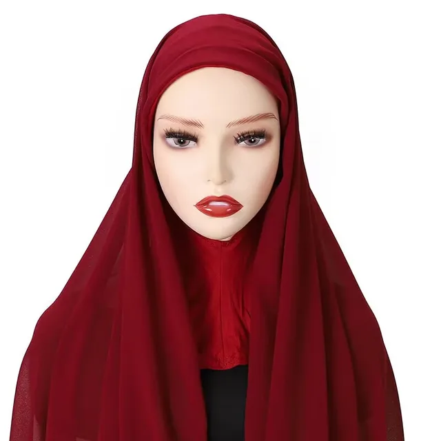  - Instant Chiffon Hijabs For Woman Muslim Inner Headband Women Cap Hijab With Cap Attached Neck Cover Turban Underscarf Islam
