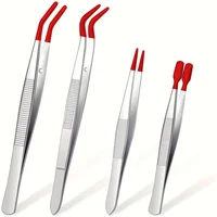 1/4 Pieces Tweezers With Rubber Tips Tweezers Rubber PVC Silicone Coated Non Marring Flat Tip Bent Tip Tweezers Tipped Tweezers 1