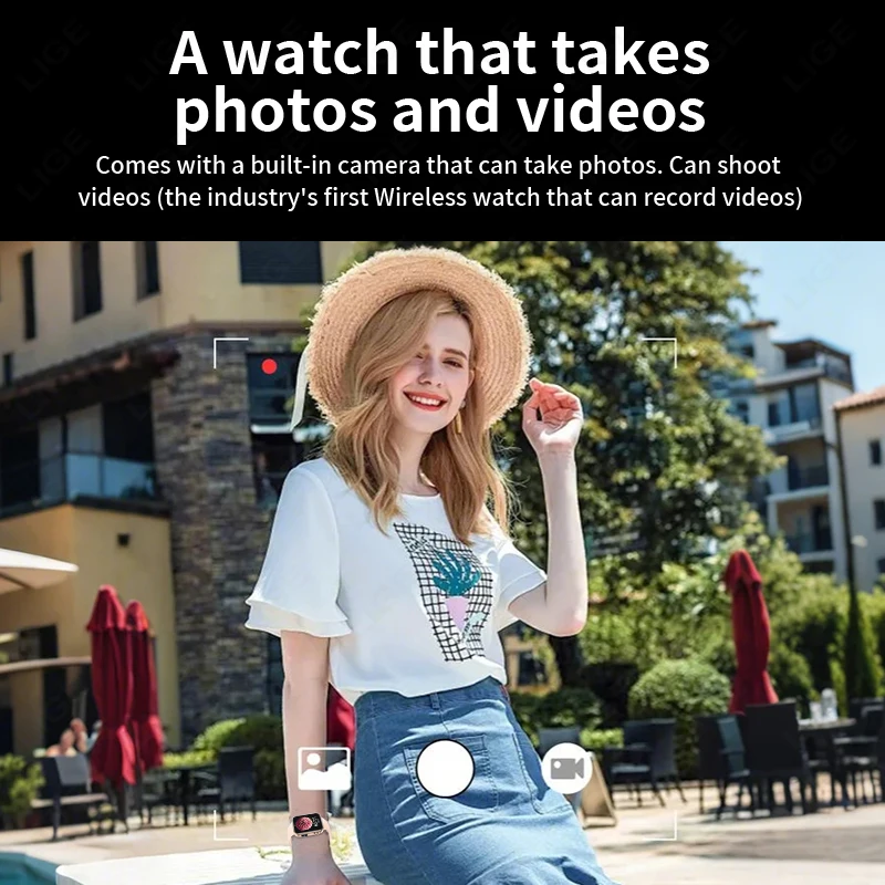 LIGE New Smart Watch Women Men Camera Take Photo Record Video Heart Rate Sport Fitness Waterproof Bluetooth Call For Android iOS