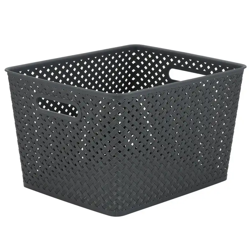 

Large Resin Wicker Storage Bin in Gray Car garbage Trash rack Kitchen item Desk trash can Desktop trash can Kitchen garbage Blac