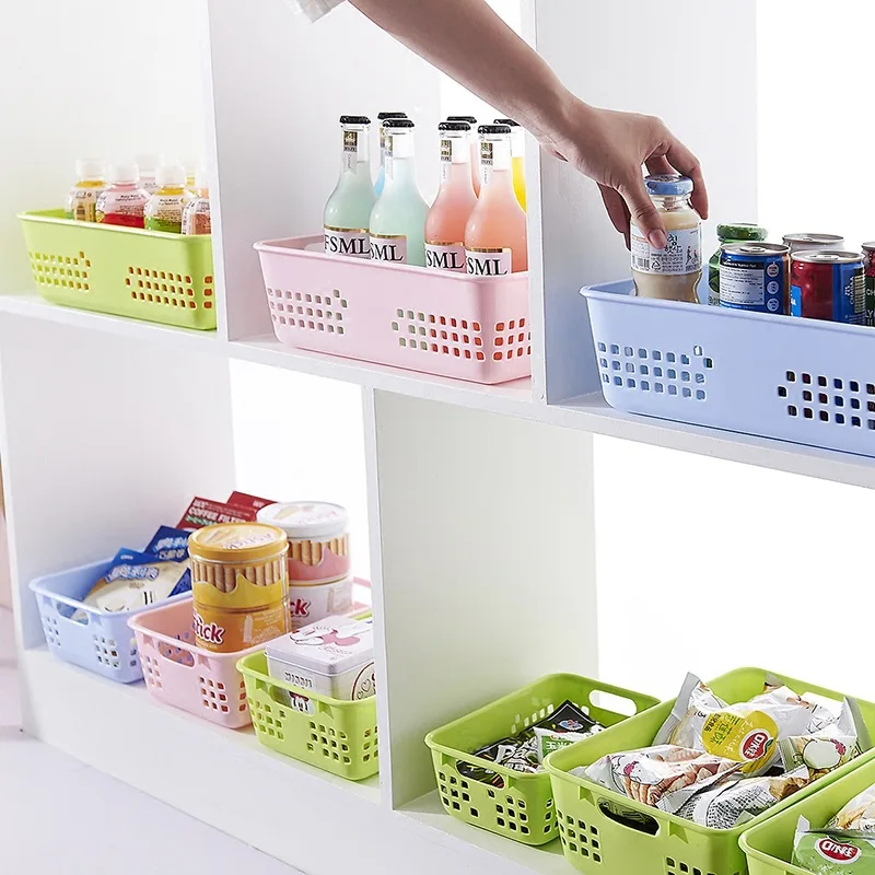 Plastic Slotted Storage Baskets with Handles