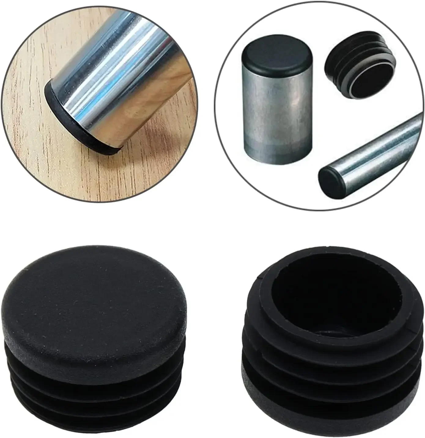 Round plastic plug pipe end caps 50/100pcs silicone rubber plugs pipe end cap rubber caps silicone rubber caps for Furniture Foot Table Chair Leg Blanking End Insert Plug for Metal Tube
