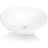 16" x 13" x 5.5" White Oval Ceramic Countertop Bathroom Vanity Vessel Sink BVS1613A-OL 1