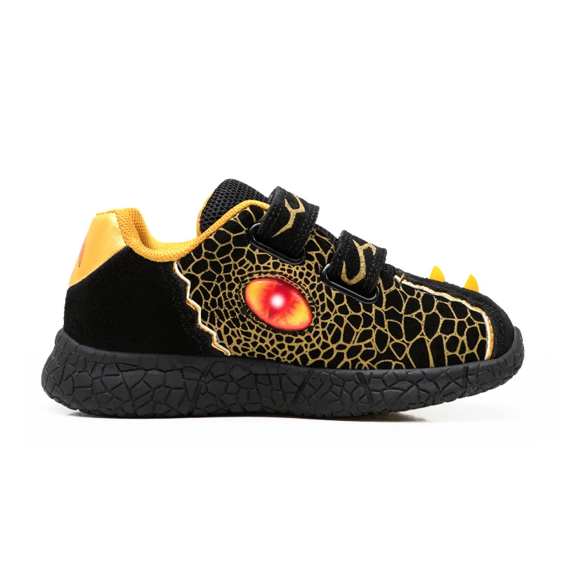 Children Shoes Autumn Mesh Boys Little Kids LED Eyes Light Up Winter Warm Outdoor Casual Sports Sneakers 26-31#