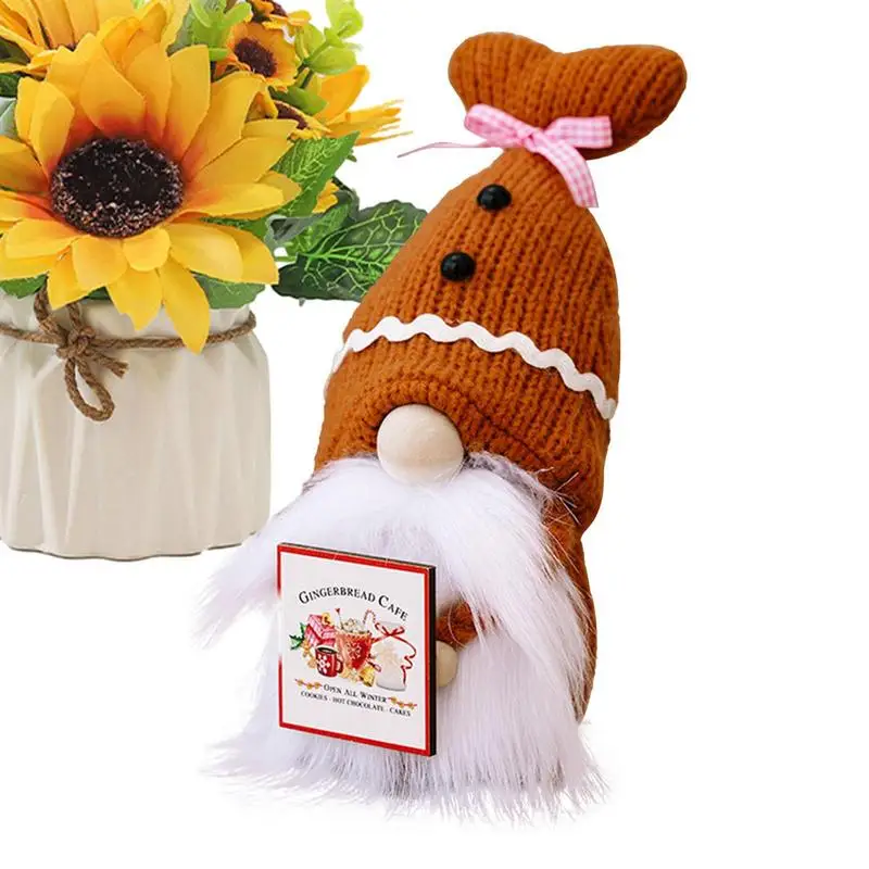 

Gnomes Plush Christmas Faceless Gnome Handmade Faceless Doll Plush Doll With Knitted Shell Hat On Desks Bookshelf Coffee Table