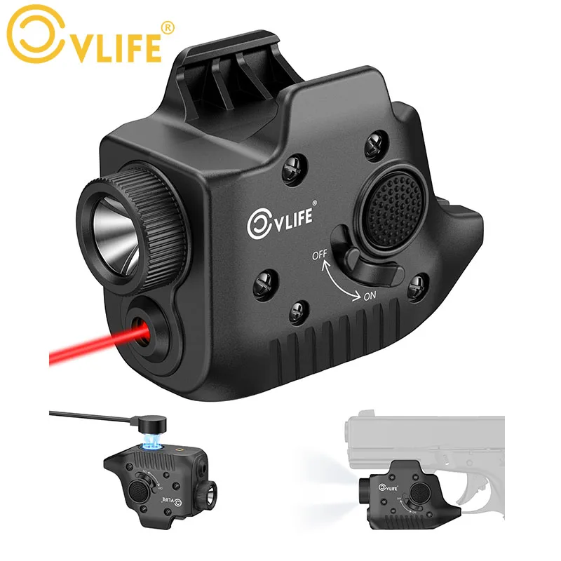 CVLIFE 550 Lumens Rechargeable Pistol Red Laser Flashlight Combo Compatible with P365/X/XL Not X-Macro Home Defence Hunting