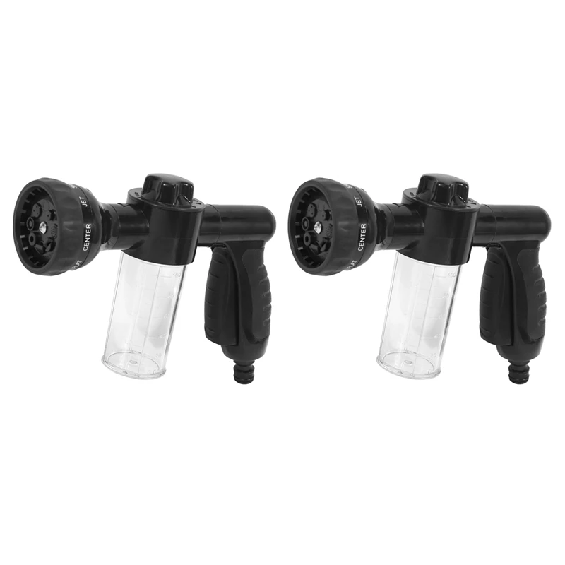 

2X Garden Hose Foam Nozzle, 8 Mode Adjustable Foam Sprayer, Water Soap Dispenser, High Pressure Hose Spray Nozzle,Black