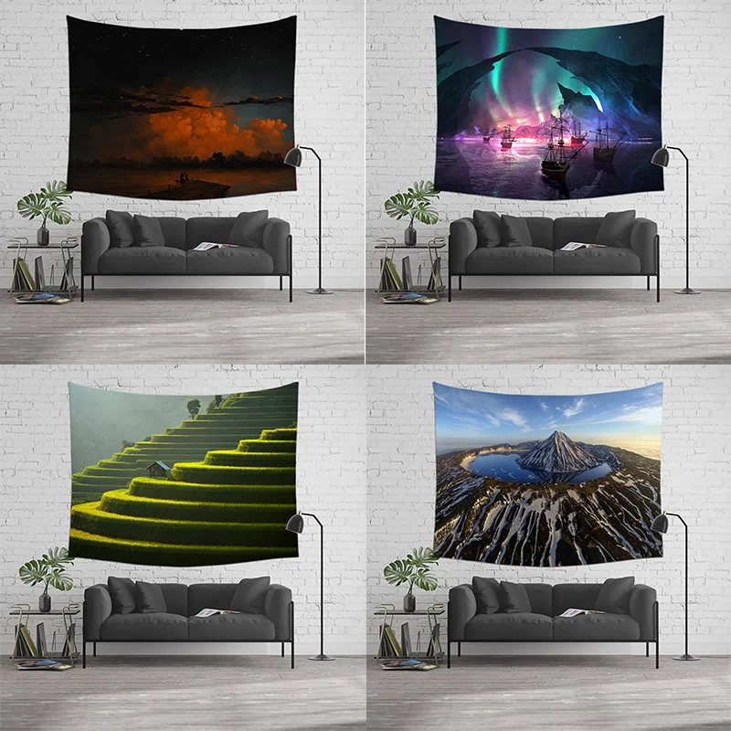 

Beautiful Natural Scenery Home Tapestry Bedroom Living Room Background Decoration Wall Hanging Can Be Customized
