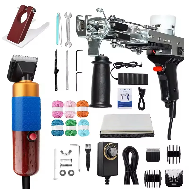 Electric Carpet Weaving Flocking Machine, Tufting Gun Set, Loop Pile with Ball of Yarn Pistol, 2 in 1 5