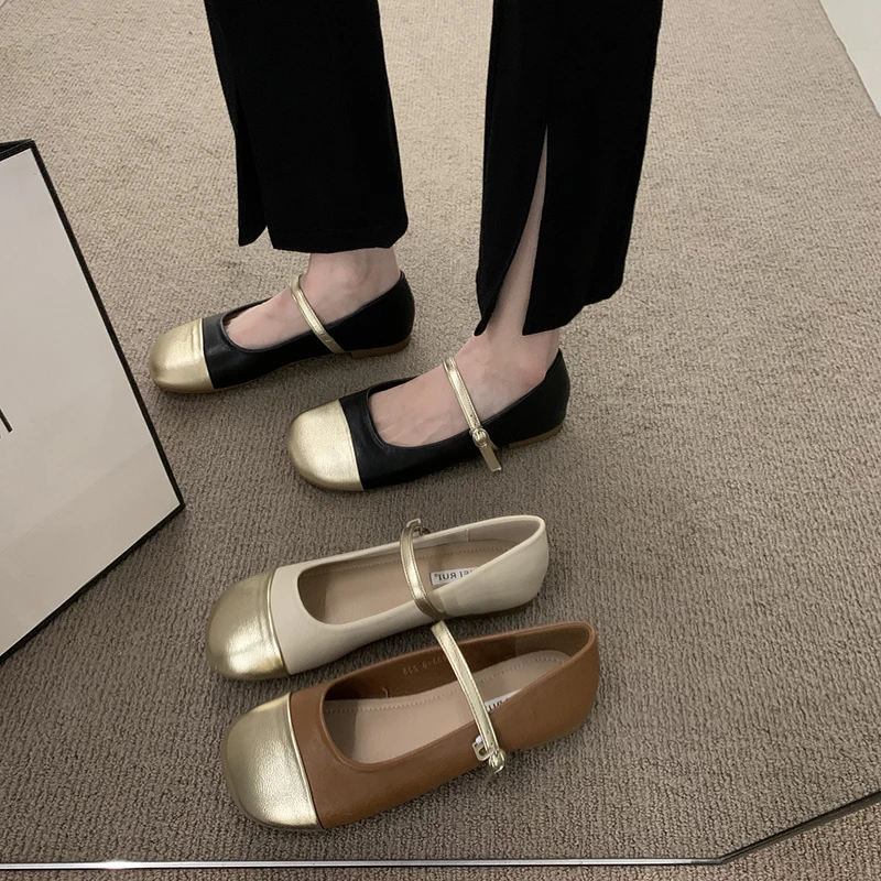 

Shoes Woman 2023 Round Toe Oxfords Shallow Mouth Casual Female Sneakers Slip-on New Summer Retro Leather Moccasin Slip On Spring