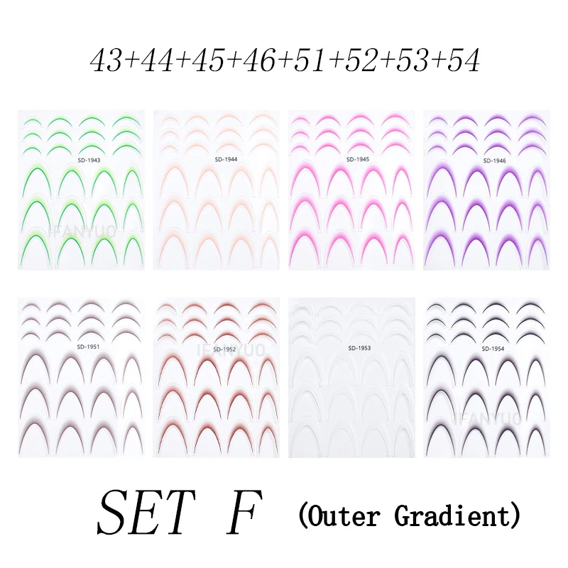 Gradient French Line Manicure Nail Art Stickers - Self-Adhesive Decals