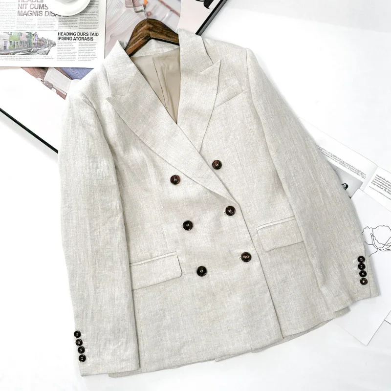 

2023 Spring and Summer New Women Temperament Linen Blazers / Comfortable Casual Pants of The Same Style