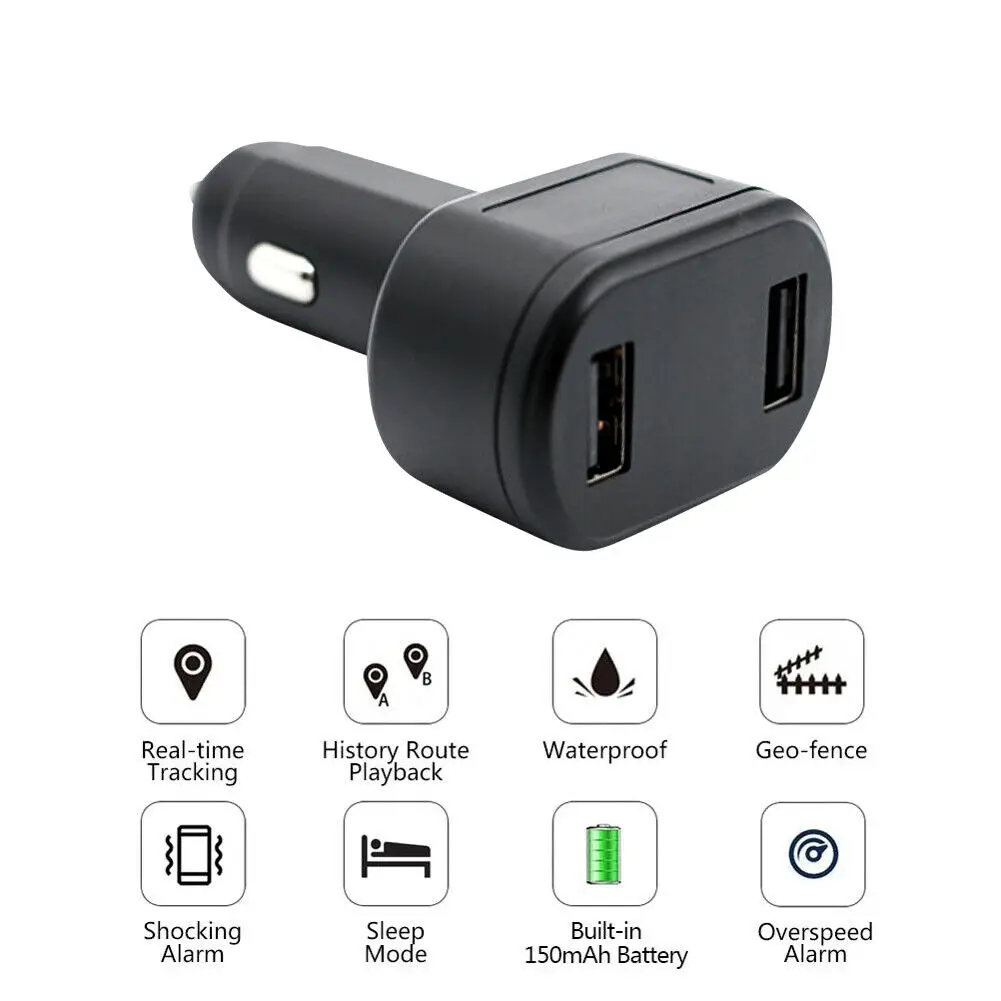 Car Chager gps Tracker Dual USB Car Cigarette Lighter GPS Tracker ST-909 Phone Charger with Free Online Tracking APP