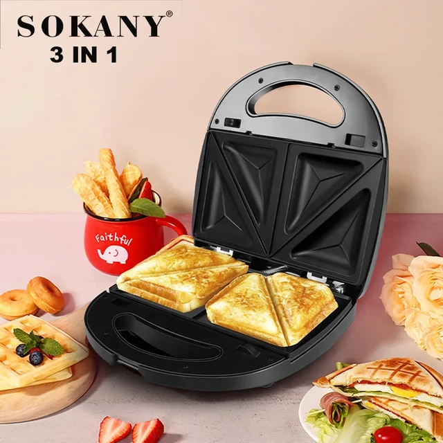 Sandwich Maker 3 in 1 Waffle Maker with Removable Plates Panini Press Sandwich  Toaster for Breakfast Sandwiches Grilled Cheese - AliExpress