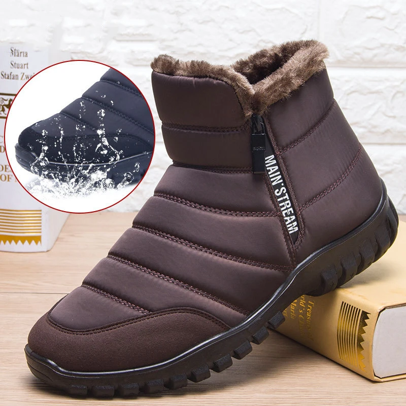 Men Boots Lightweight Winter Shoes for Men Snow Boots Waterproof Winter Footwear Plus Size 45 Slip on Unisex Ankle