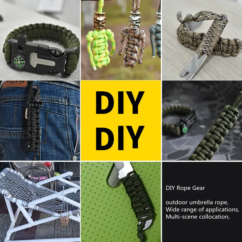 Multi-functional outdoor 7-core umbrella rope braided rope reflective survival rescue 50M camping