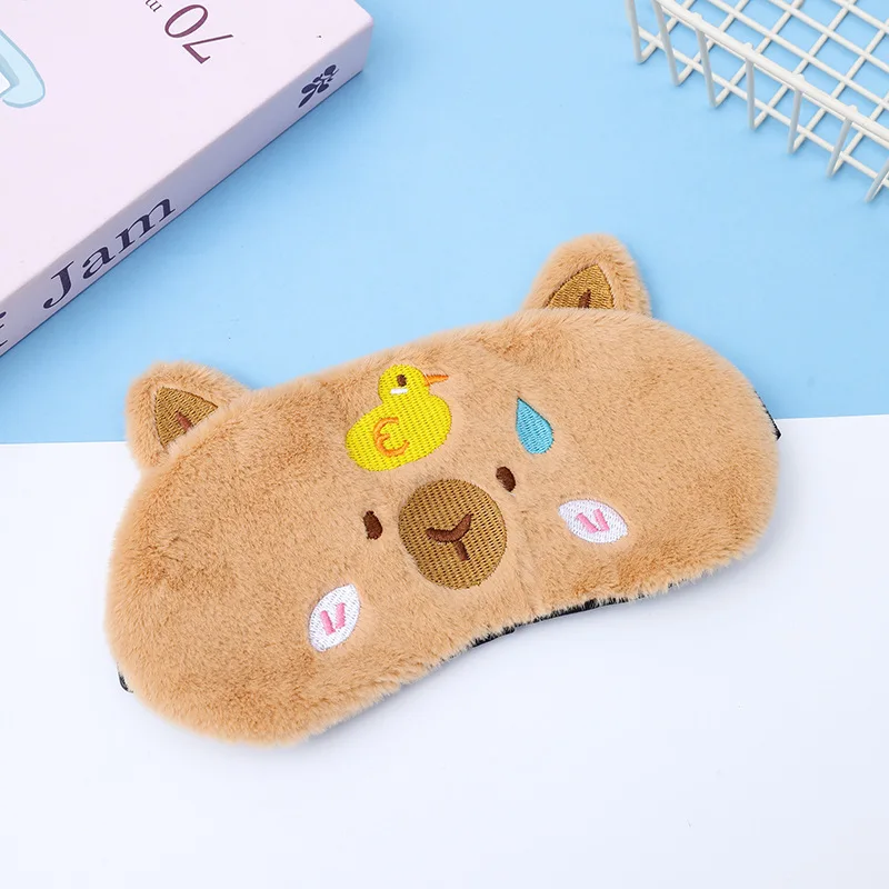 Ulife Mall Schattige Capybara Slaapmasker, Zacht Donzig Pluche Konijn Blinddoek Nieuwigheid Slaapmasker Oog Cover Oogschaduw voor Kinderen Meisjes Jongens Vrouwen Nacht Dutje Reizen Meditatie - Bruin