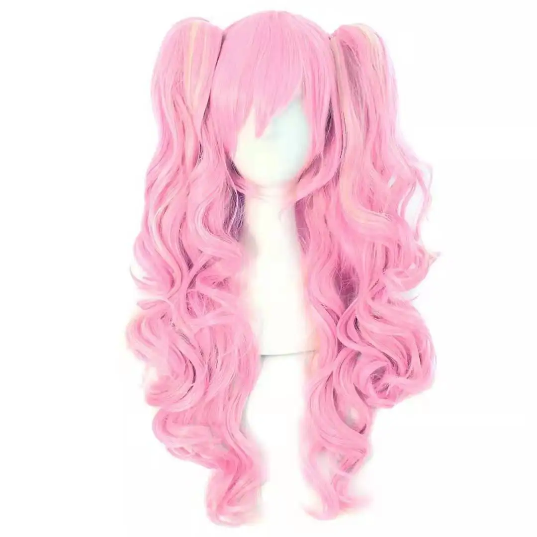 Vibrant Ombre Two-Tone Long Wavy Cosplay Wig with Ponytails