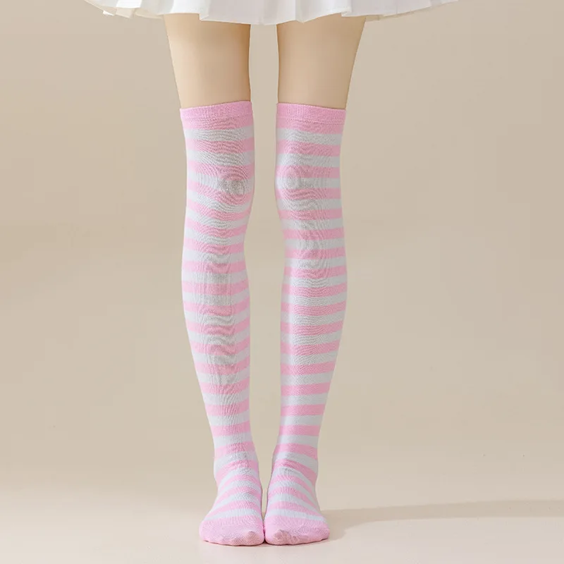 Herbst Winter Farbe Gestreiften Strümpfe Japanischen Über Knie Socken Mode Frauen Warm Halten Sexy Dünne Lange Socken Gestreiften Strumpfwaren – Detail 9