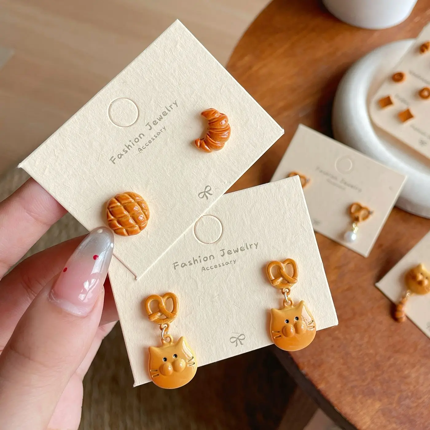 2025 New Cute Fashion INS Caramel Bread Donut Shape Stud Earrings Set for Women Kids Sweet Creative Cartoon Earring Jewelry Gift 2