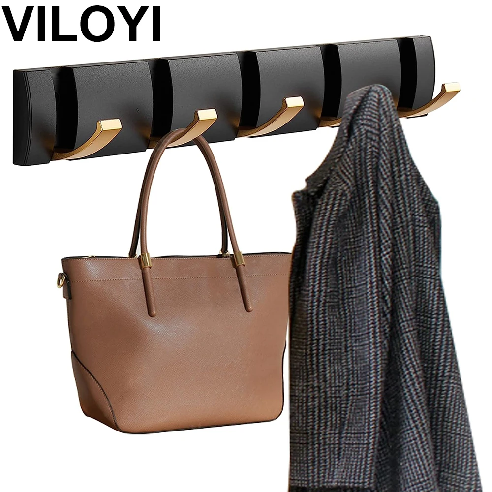 VILOYI Folding Towel Hanger Hooks Waterproof Self Adhesive Wall Coat Rack Hideaway Heavy Duty