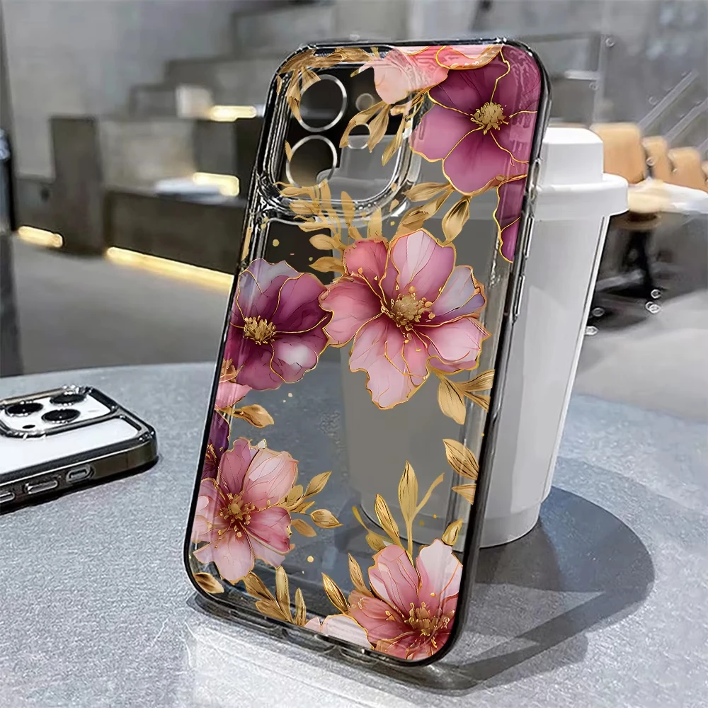 รูปสินค้า เคสซิลิโคนนิ่มลายดอกไม้สีม่วง สำหรับ iPhone 13-18 Pro Max Air