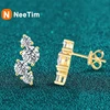 NeeTim Full Moissanite Stud Earring for Women D VVS1 Sparkling Lab Diamond 925 Sterling Silver Eattings Ear Studs Luxury Jewelry