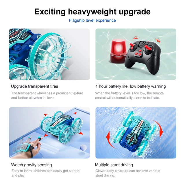 Two-sided stunt amphibious remote control car with gesture sensing 2.4G four-drive power dual 360° tilt gift for children 2