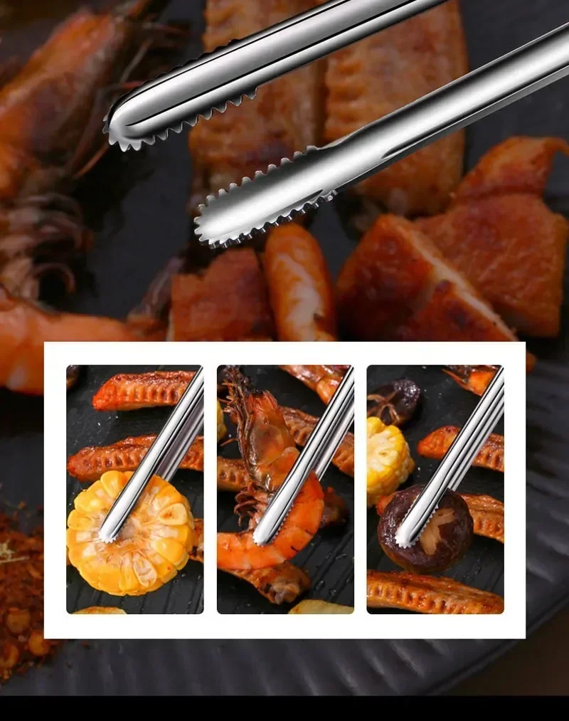 Stainless Steel Barbecue Clip 304 Food Grade Multipurpose Barbecue Grill Tongs Grippers for Picnic Meat BBQ Cooking Gadgets food tongs kitchen food clips