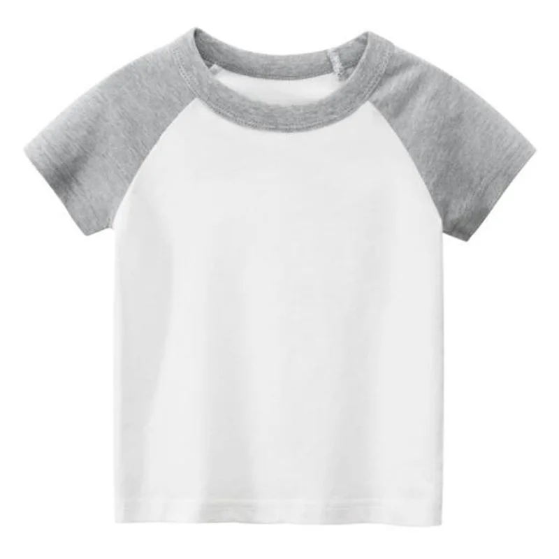 White Children T Shirt Kids Cotton Tops for Boys Girls Baby Summer Patchwork Clothes Child Casual Tees Blank T-Shirts 1-8 Years oversized t shirt	 T-Shirts