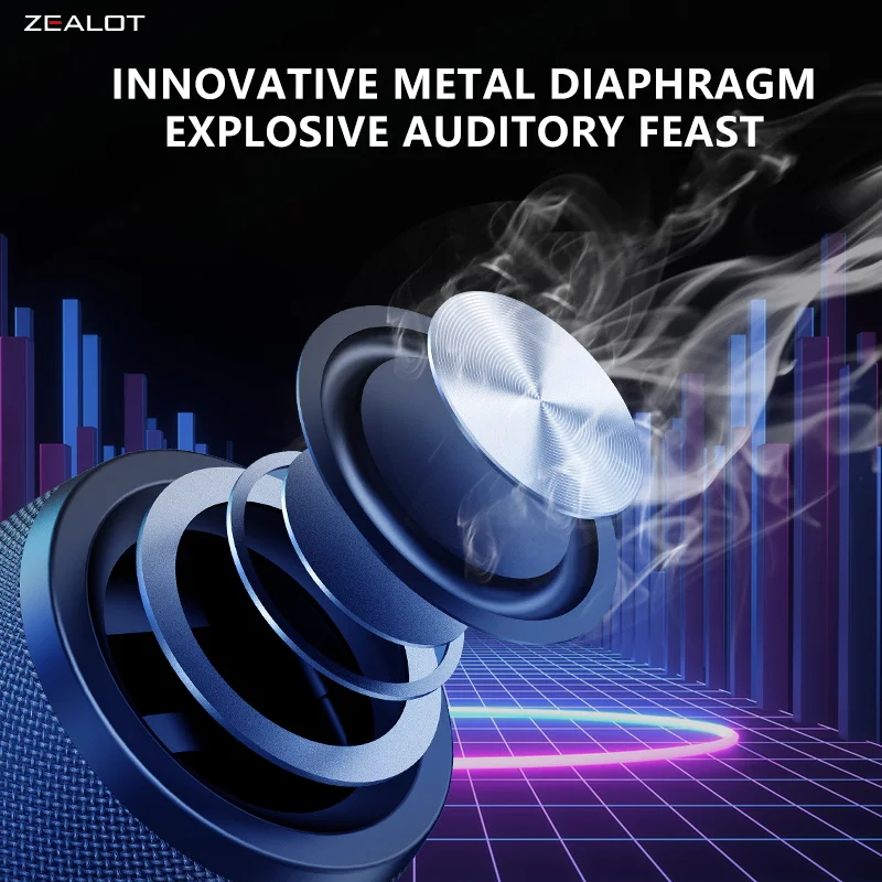 Zealot-S32 Wireless Speaker Outdoor Portable Subwoofer Speaker, Waterproof IPX 6, Dual Pairing,1800mAh Battery. 5