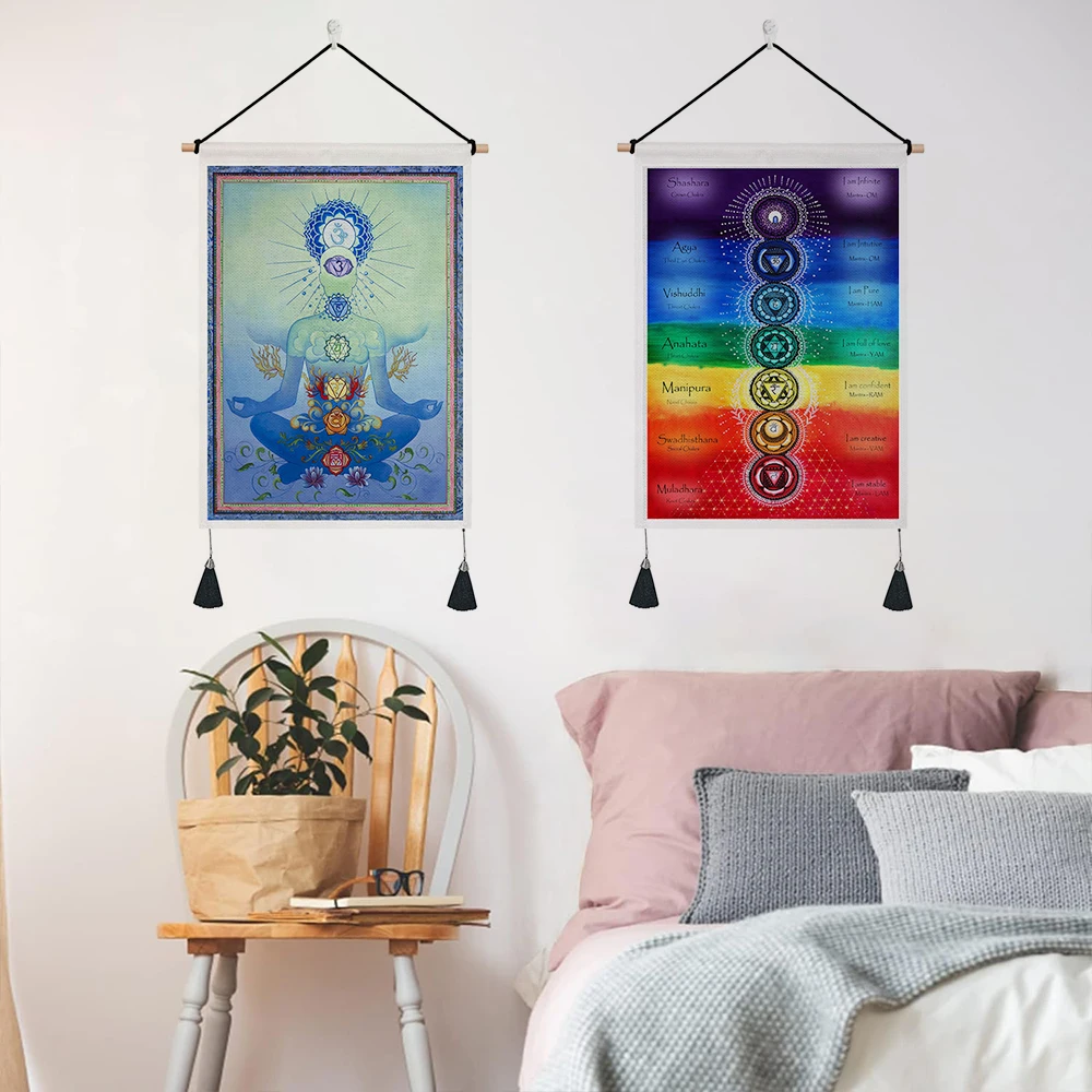 7つのチャクラ瞑想タペストリー、禅Boho、スピリチュアルヨガの壁掛け