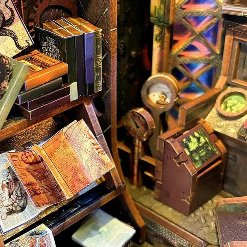 ABUM-Wooden Assembled Bookstand Explore Fantasy Unknown World Desktop Decoration Gift