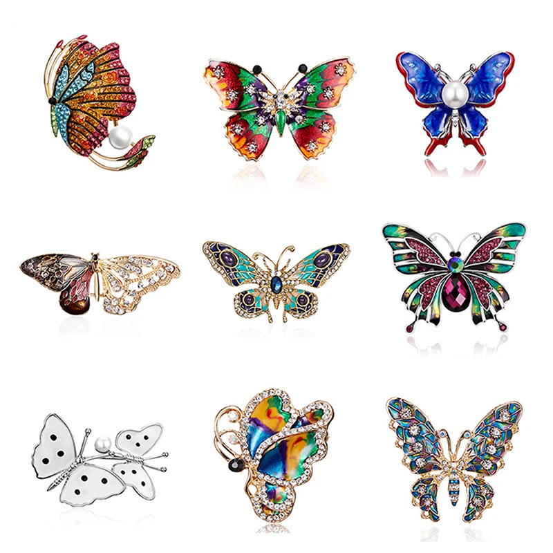 1PC Crystal Butterfly Brooches Insect Pin 2