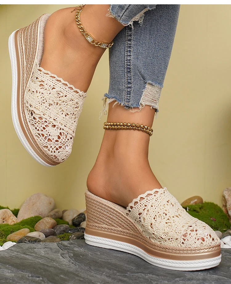 Frauen Sandalen Keile Heels Sandalen Sommer 2025, Neue Schuhe Frau Mit Hohen Absätzen Hausschuhe Sommer Schuhe Weibliche Elegante Alias Mujer – Detail 6