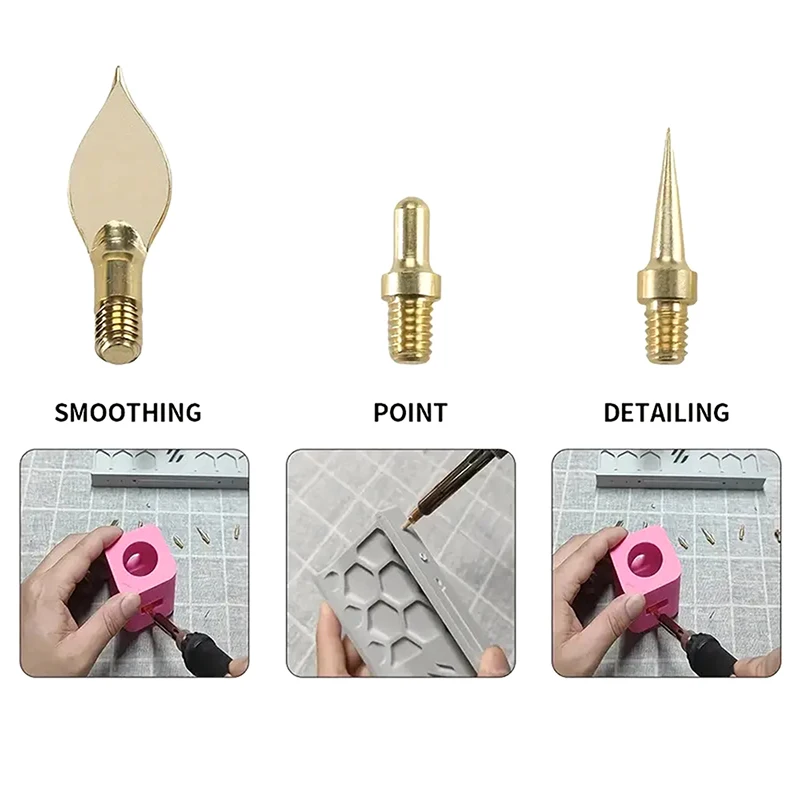 9Pcs/Set Heat Insert Nut Iron Tip Hot Melt Heat Set Insert Tool Soldering Iron Tip 3D Printing Brass Thread Embed Welding Kit