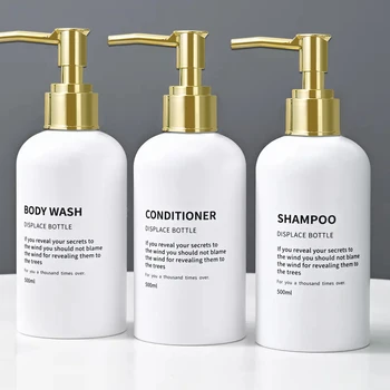 Refillable Shower Soap Bottles with Gold Pump, Shampoo and Conditioner Soap Dispenser for Bathroom Decor Upgrade