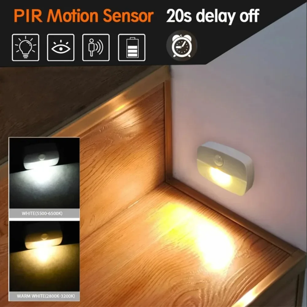 

Motion Sensor Light Indoor LED Night Light Stick on Nightlight Battery Operated Lights for Hallway Stair Bathroom Closet Bedroom